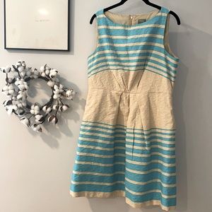 Tan and turquoise Taylor Dress with pockets